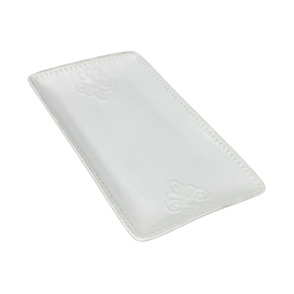 BANDEJA CERAMICA BLANCA FLOR DE LIS 22.7 X 12 CM