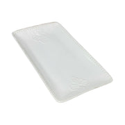BANDEJA CERAMICA BLANCA FLOR DE LIS 22.7 X 12 CM