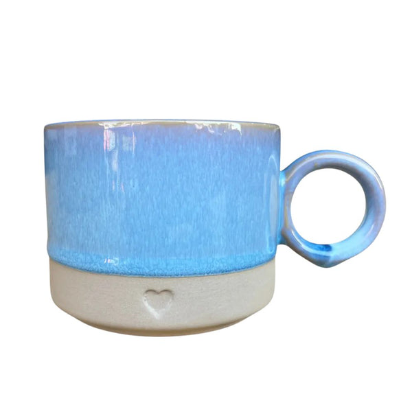 TAZON CERAMICA CELESTE/LILA CORAZON 300 ML