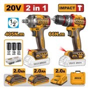 TALADRO IMP. + LLAVE IMP. INALAMBRICOS 20 VOLT CKLI20286