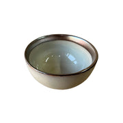 POCILLO CERAMICA BEIGE BORDE CAFE 9X5 CM