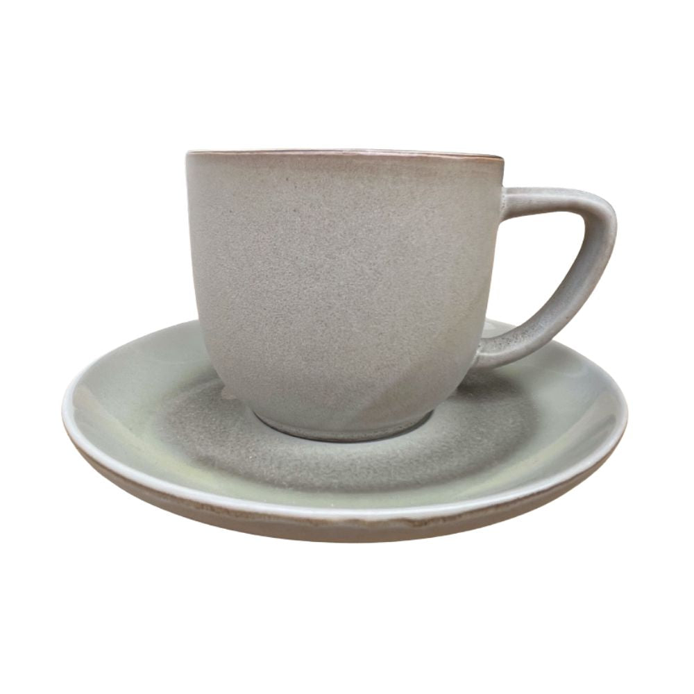 SET TAZA CON PLATO CERAMICA BEIGE