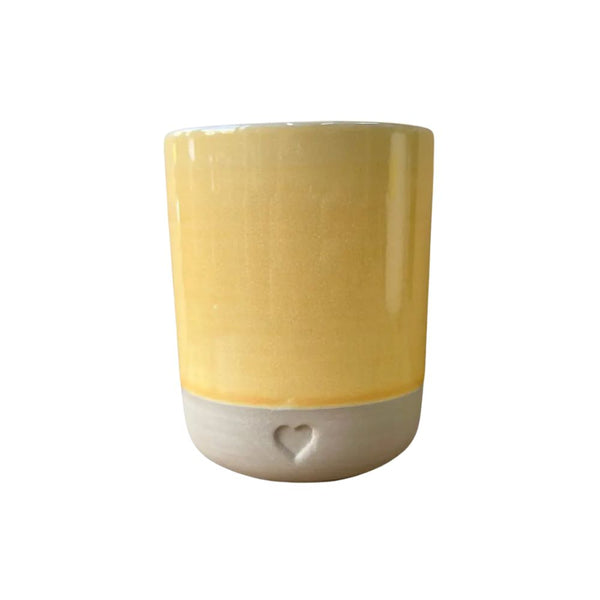 VASO CERAMICA AMARILLO CORAZON 230 ML
