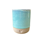VASO CERAMICA VERDE AGUA CORAZON 230 ML