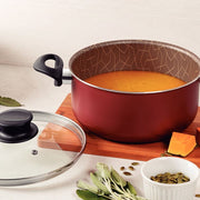 CACEROLA ROJA 4.9 LT 24 CM TAPA VIDRIO TRAMONTINA