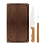KIT ASADO 3 PIEZAS CHURRASCO + TABLA MADERA NATURAL TRAMONTINA