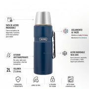 TERMO LIQUIDO 2 LT ACERO INOX MATT NAVY THERMOS