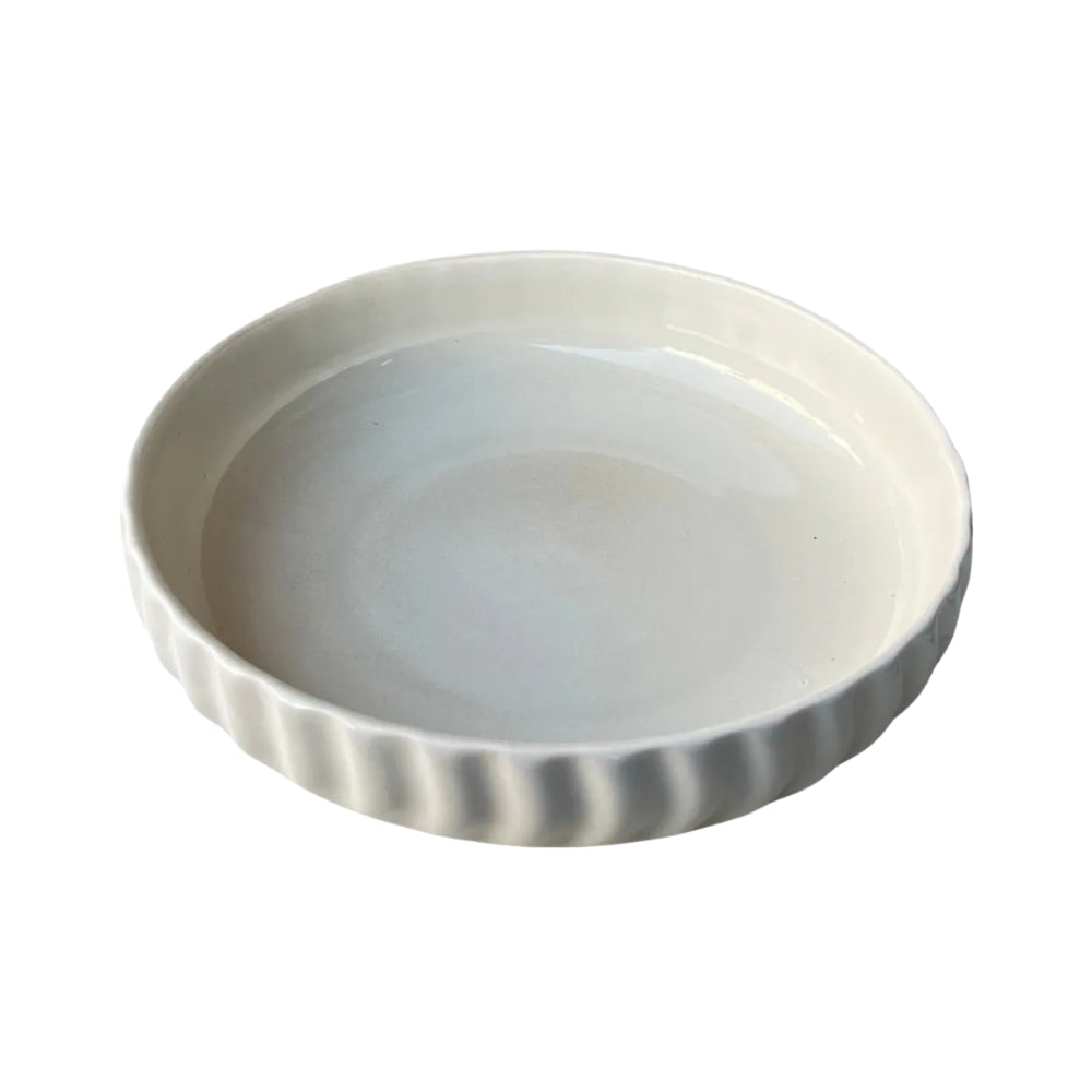 PLATO CERAMICA HONDO BEIGE ONDAS 21X5,5 CM
