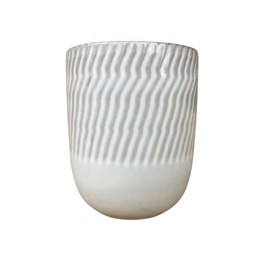 VASO CERAMICA BLANCO LINEAS 300 ML