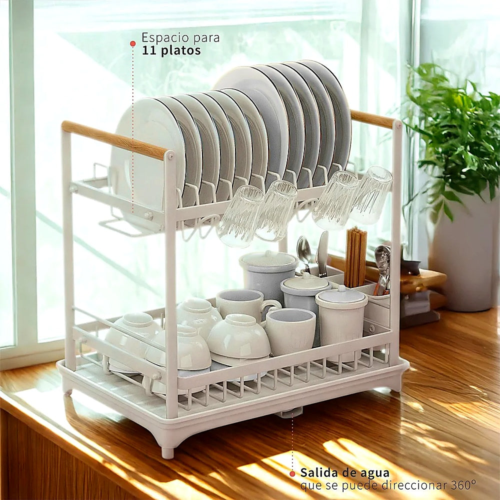 SECAPLATOS ACERO INOX VALENCIA 2 NIVELES BLANCO SIMPLIT