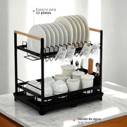 SECAPLATOS ACERO INOX VALENCIA 2 NIVELES NEGRO SIMPLIT