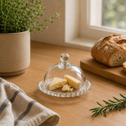 PLATITO VIDRIO PELOTITAS CON TAPA LISA 14 CM