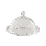 PLATITO VIDRIO PELOTITAS CON TAPA LISA 14 CM