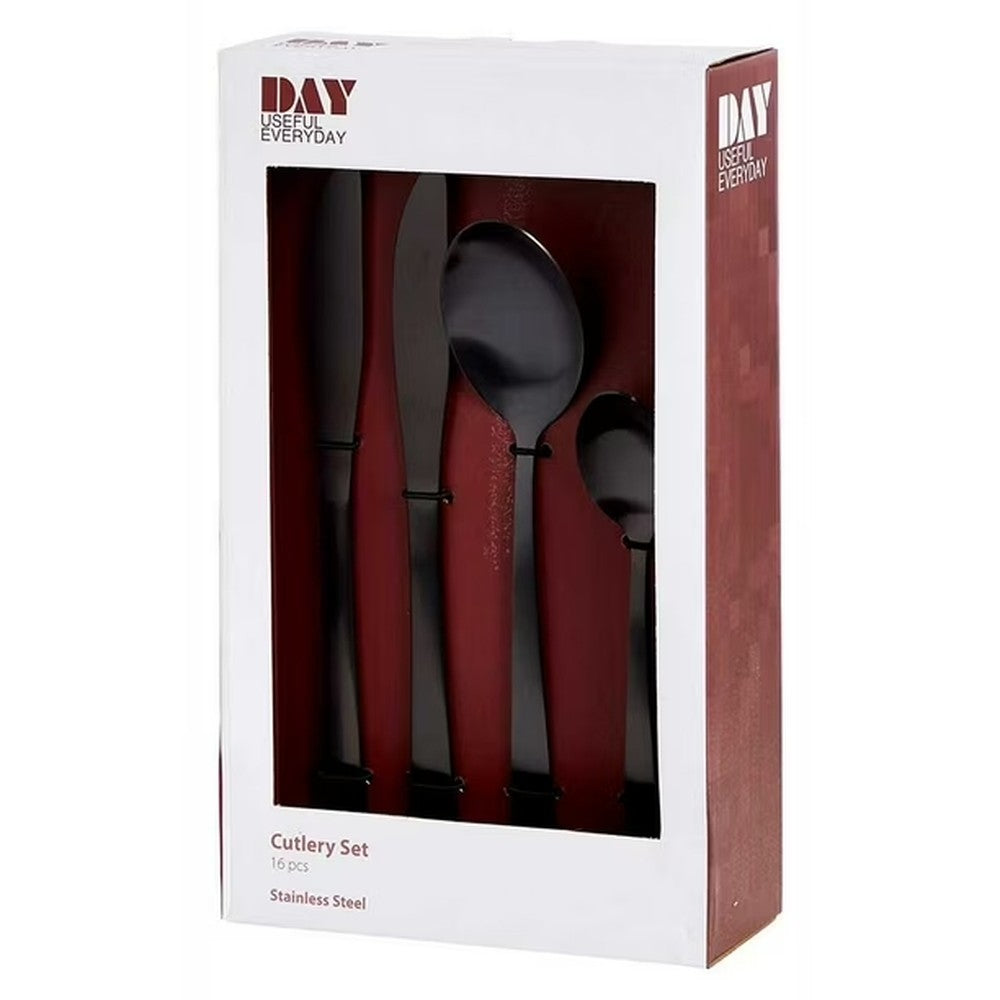 SET CUBIERTOS 16 PCS INOX NEGRO MATE DAY
