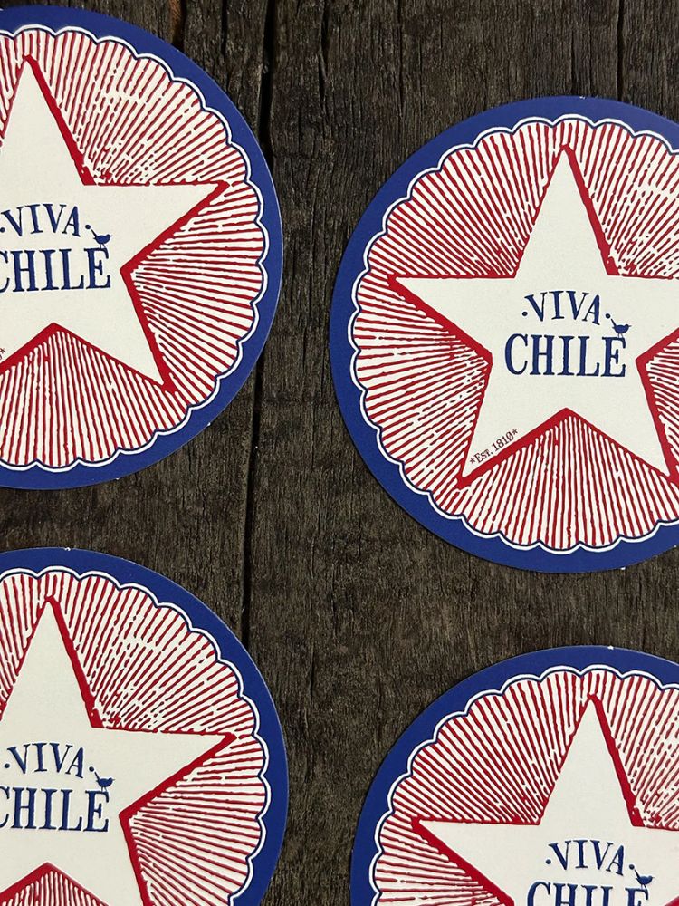SET 12 POSAVASOS ESTRELLA VIVA CHILE INDIGO DE PAPEL