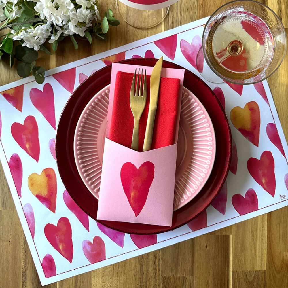 PACK DE MESA 6P CORAZONES PINTADOS INDIGO DE PAPEL