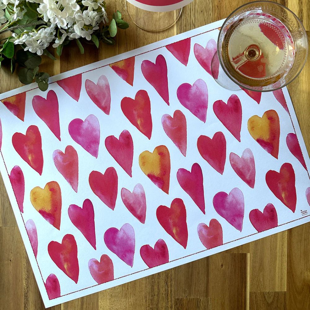 PACK DE MESA 6P CORAZONES PINTADOS INDIGO DE PAPEL