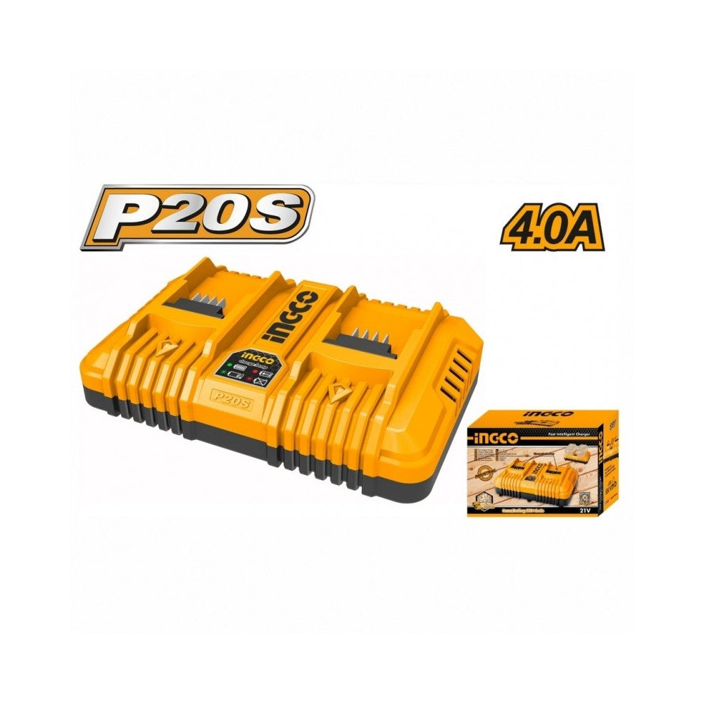 CARGADOR DOBLE INGCO 20V FCLI2034 CARGA 1 HORA 4 AH