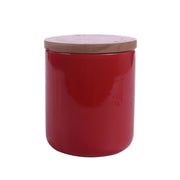 FRASCO CERAMICA ROJO TAPA BAMBU 10 X 12,3 CM