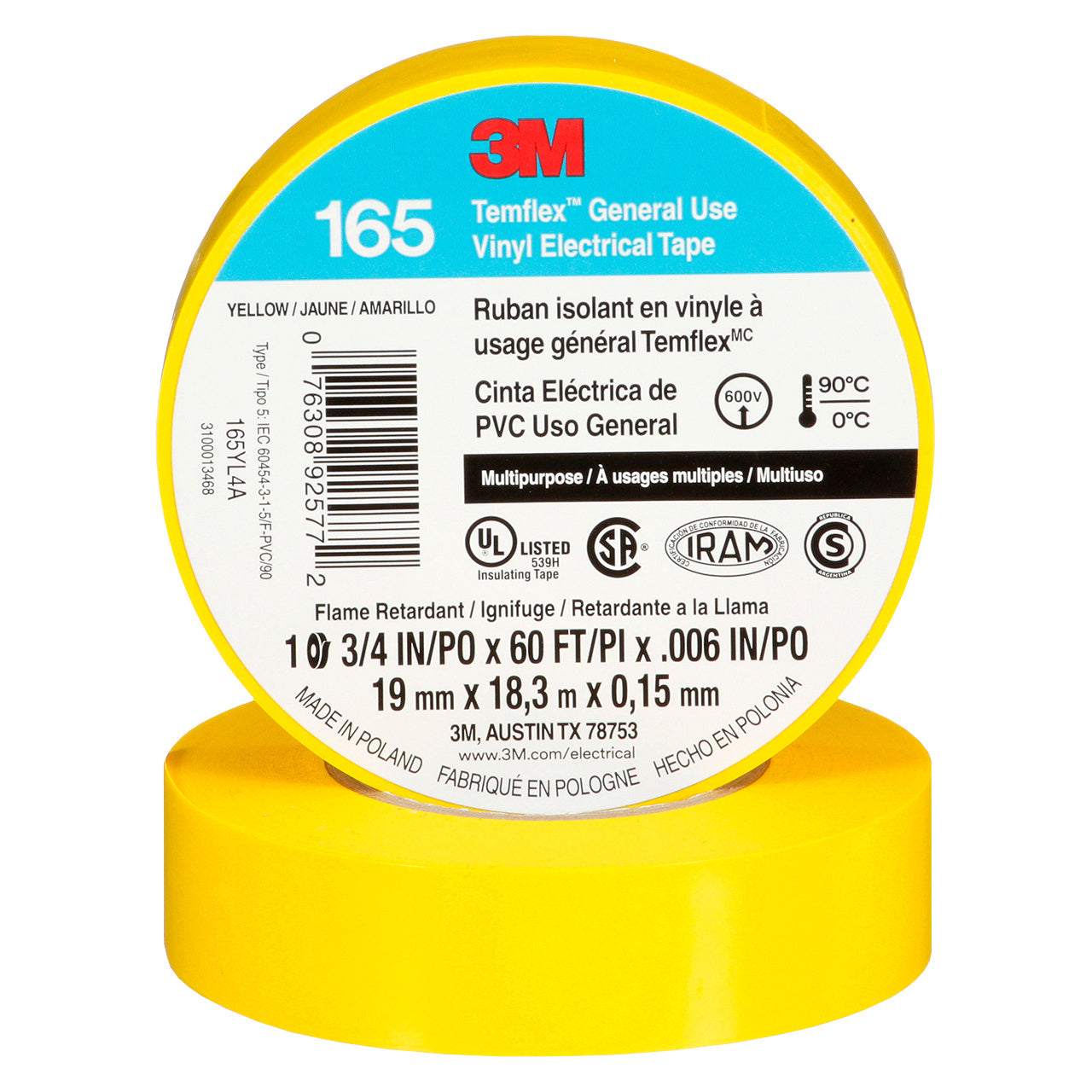 HUINCHA AISLADORA 3M #165 18 MTS AMARILLA