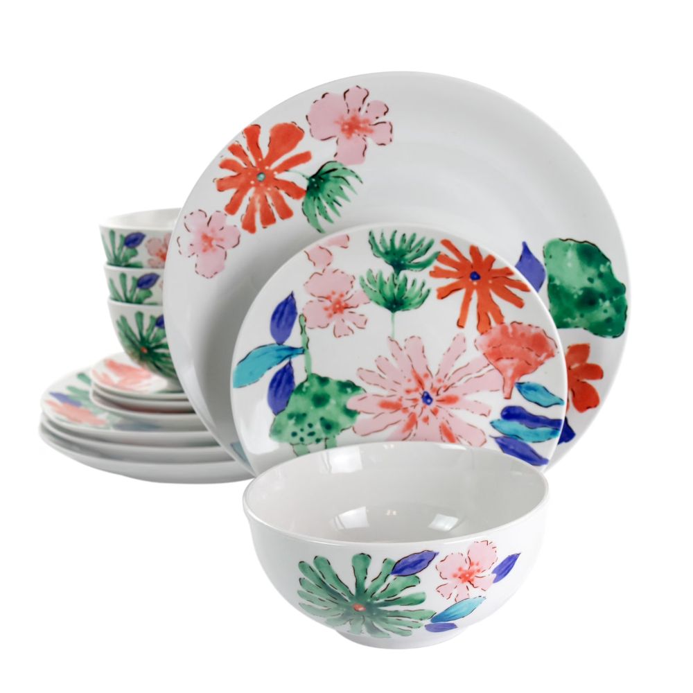 JUEGO DE VAJILLA 12PZAS DAZZLING LILY GIBSON HOME