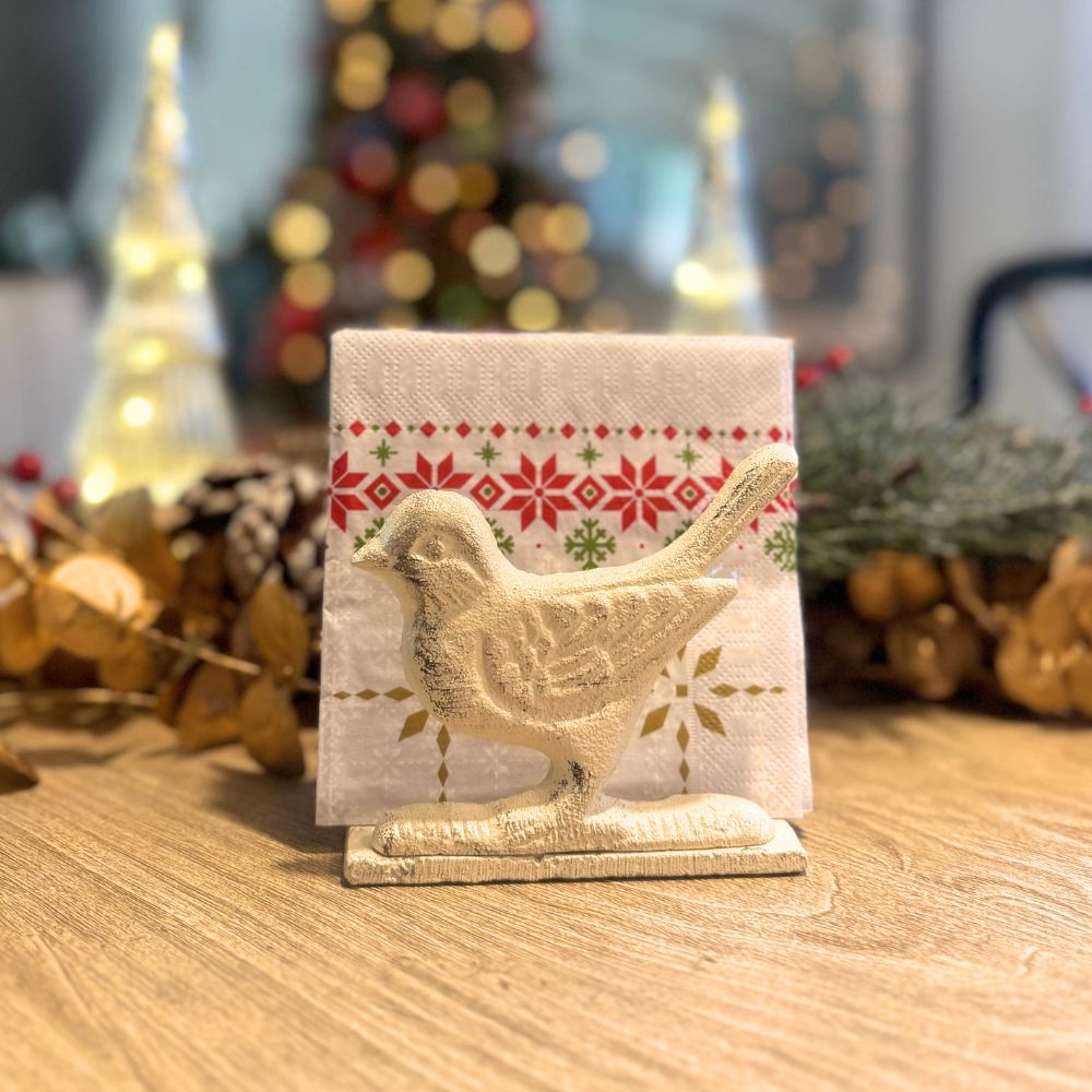 SERVILLETERO FIERRO PAJARITO BLANCO