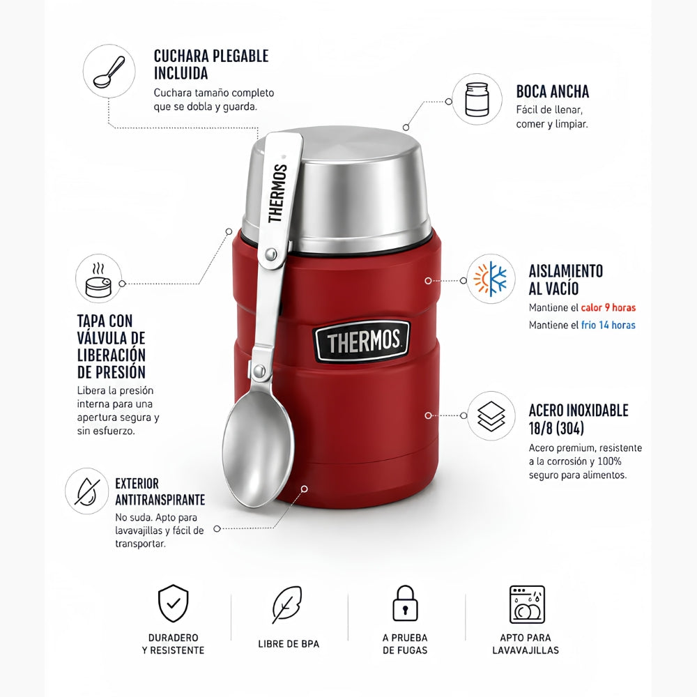 TERMO COMIDA 470 ML KING ROJO THERMOS