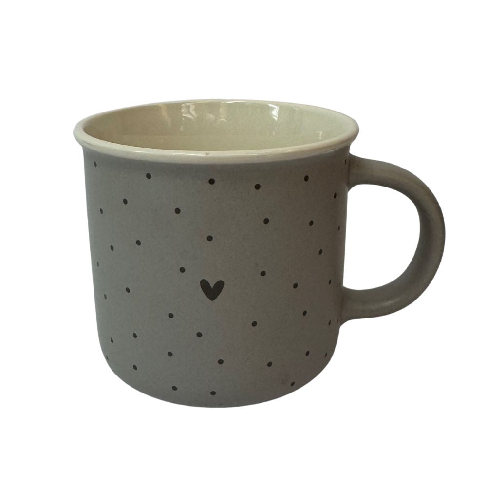 TAZON GRIS CORAZON PUNTITOS 9.5 CM