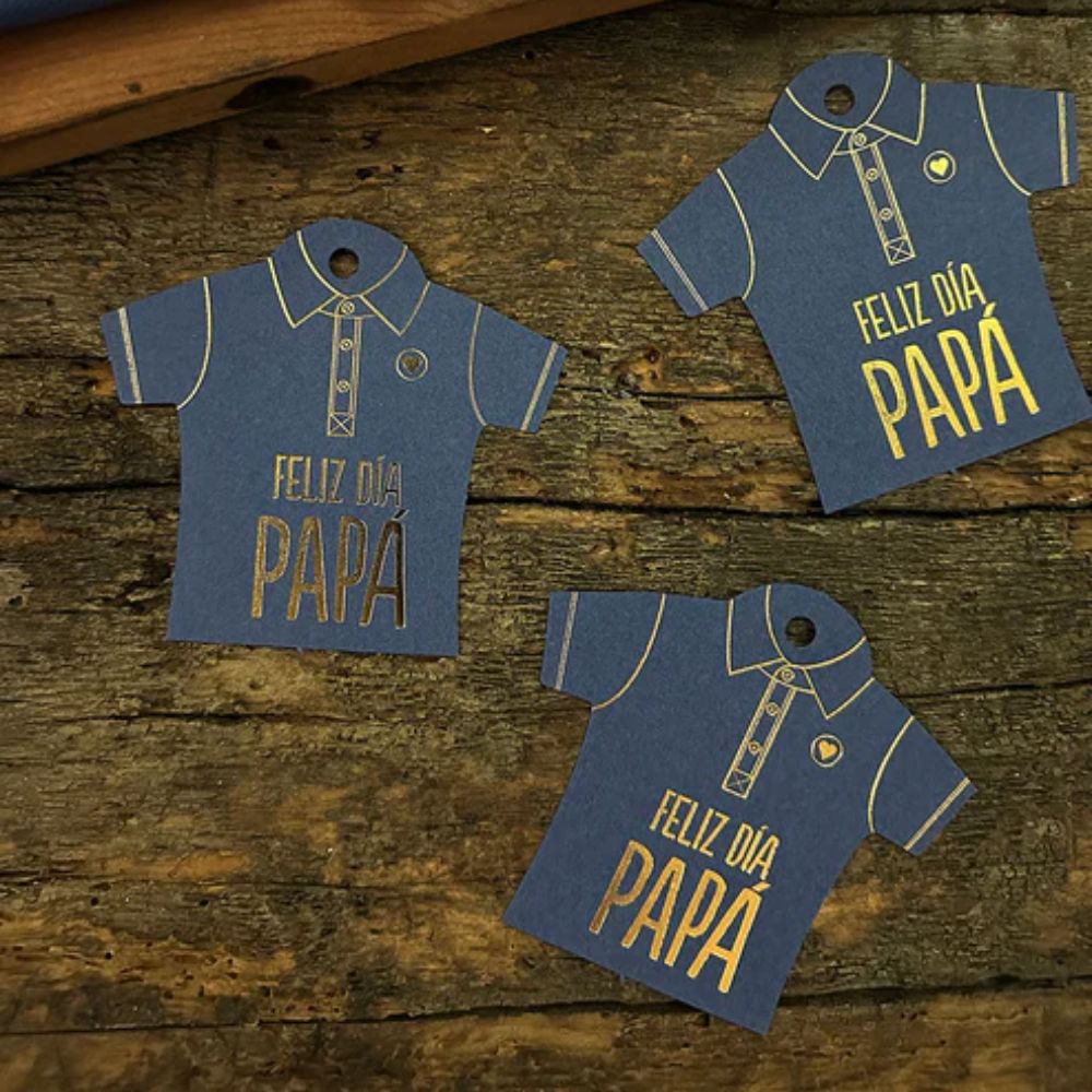SET 12 TAGS CAMISETA PAPÁ INDIGO DE PAPEL
