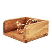 SERVILLETERO MADERA CON PAJARITO DORADO METAL
