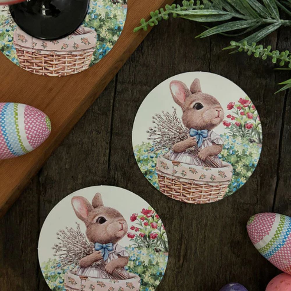 SET 12 POSAVASOS CANASTO PASCUA INDIGO DE PAPEL