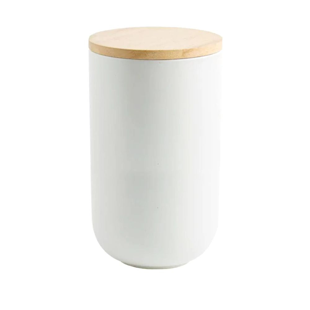 CONTENEDOR HERMETICO CERAMICO TAPA MADERA L BLANCO SIMPLIT
