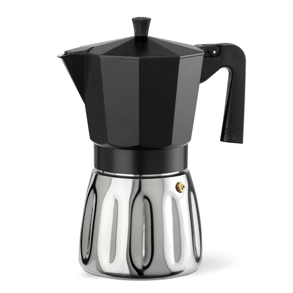 CAFETERA VITTO MIX NEGRA ALUMINIO + INOX 12 TAZAS ILSA