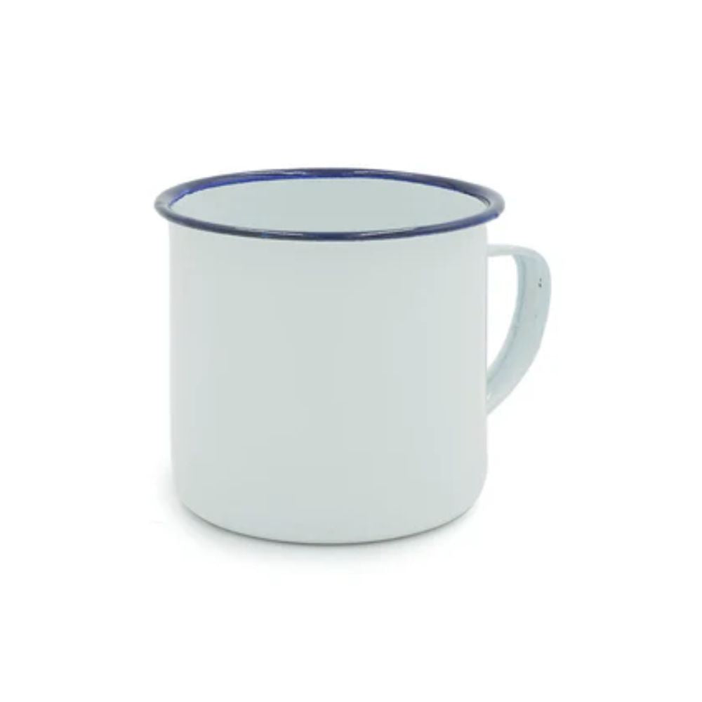 JARRO ENLOZADO BLANCO 10 CM BORDE AZUL BOLTON