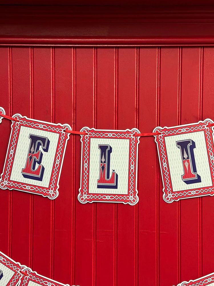GUIRNALDA TIPOGRAFICA FELIZ DIECIOCHO INDIGO DE PAPEL