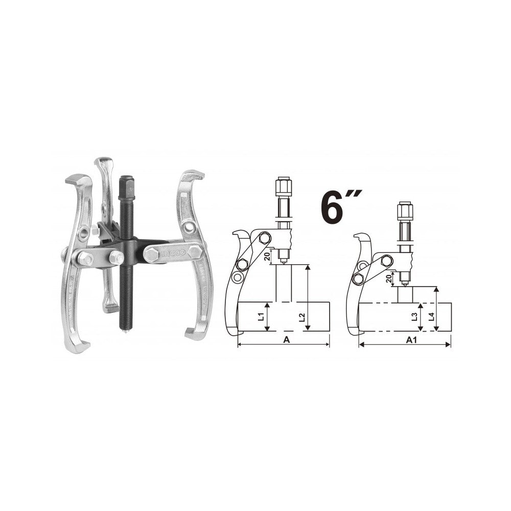 EXTRACTOR DE POLEA INGCO 6" DE 3 PATAS HGP08036