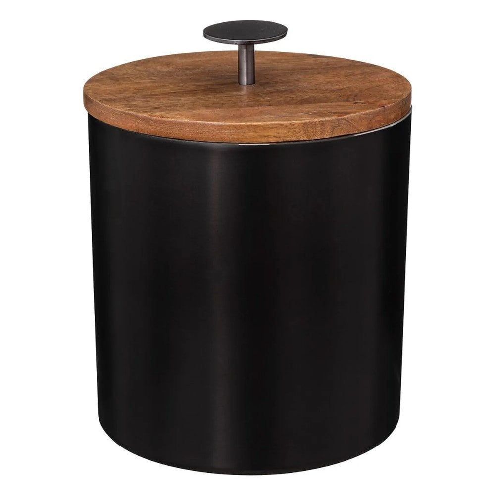 HIELERA ACERO INOX NEGRA TAPA MADERA SECRET DE GOURMET