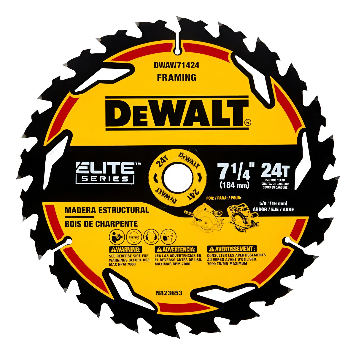HOJA SIERRA CIRCULAR DEWALT 7.1/4 X 24D DWAW71424 ELITE