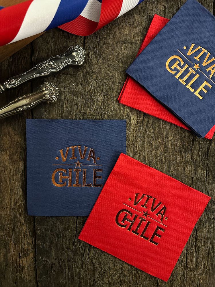 SET 12 SERVILLETAS VIVA CHILE AZUL INDIGO DE PAPEL