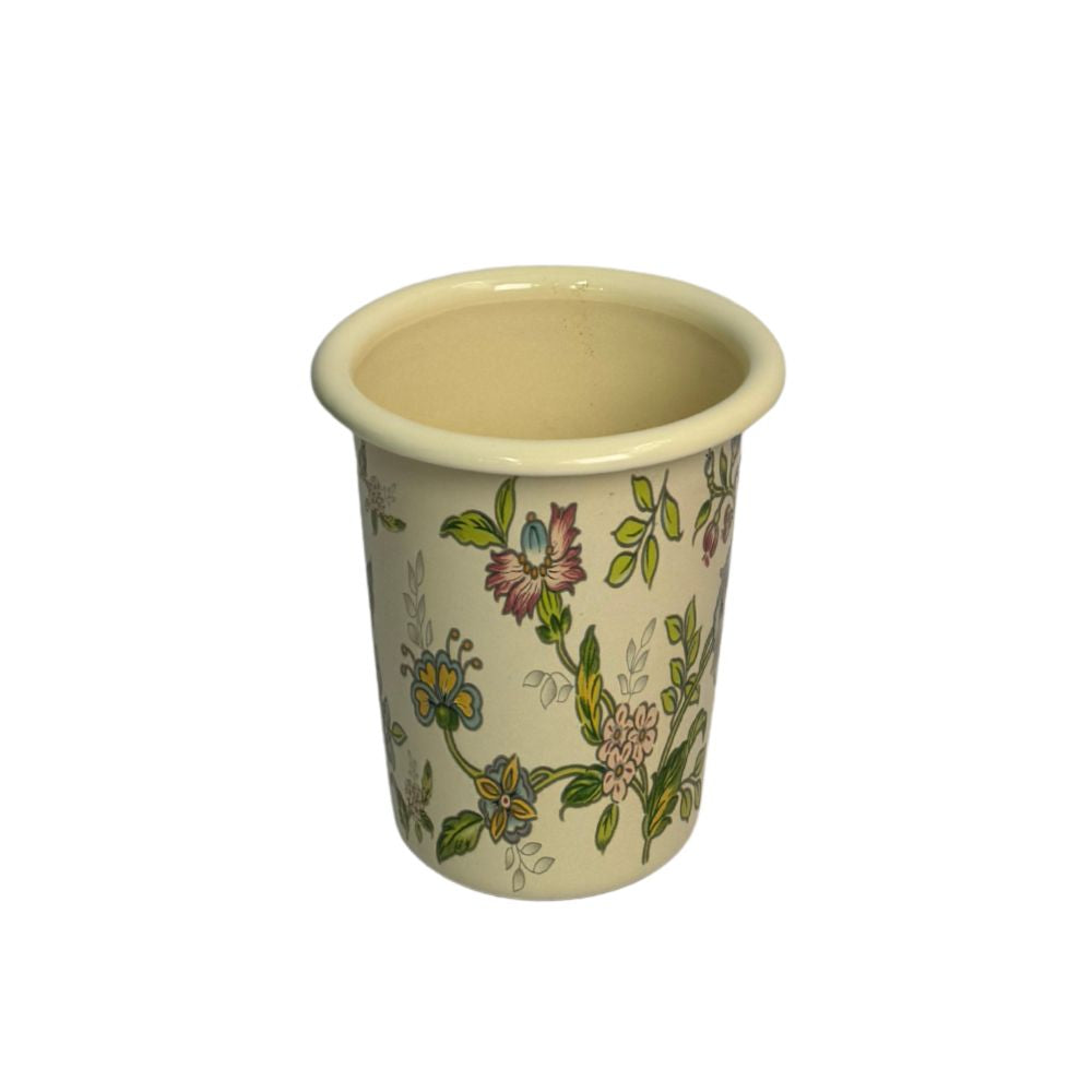 VASO ENLOZADO CONICO CON FLORES 9 CM BOLTON