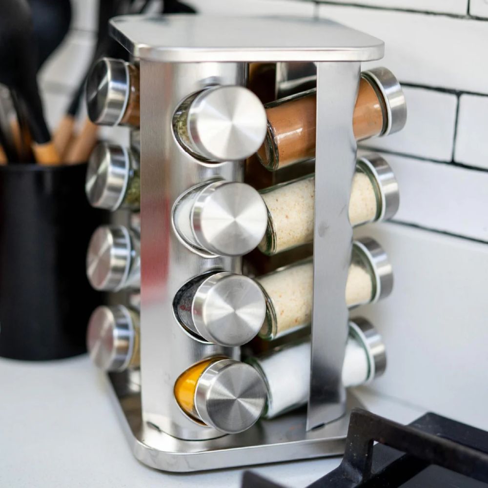 ESPECIERO CONDIMENTOS GIRATORIO METALICO 16 FRASCOS SIMPLIT