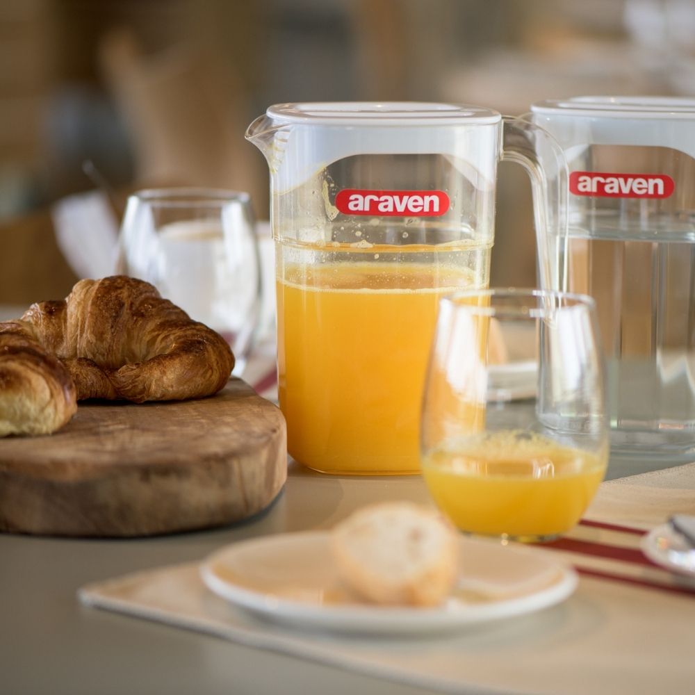 JARRA CON TAPA PC 1.4 LT BLANCO ARAVEN