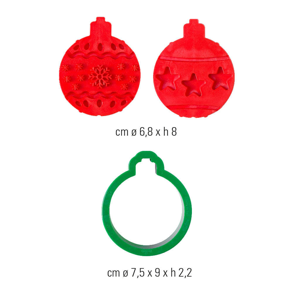 SET CORTA GALLETAS SELLO BOLAS NAVIDAD DECORA