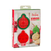 SET CORTA GALLETAS SELLO BOLAS NAVIDAD DECORA