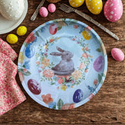 PLATO METALICO CONEJITO PASCUA HUEVOS Y FLORES 20 CM