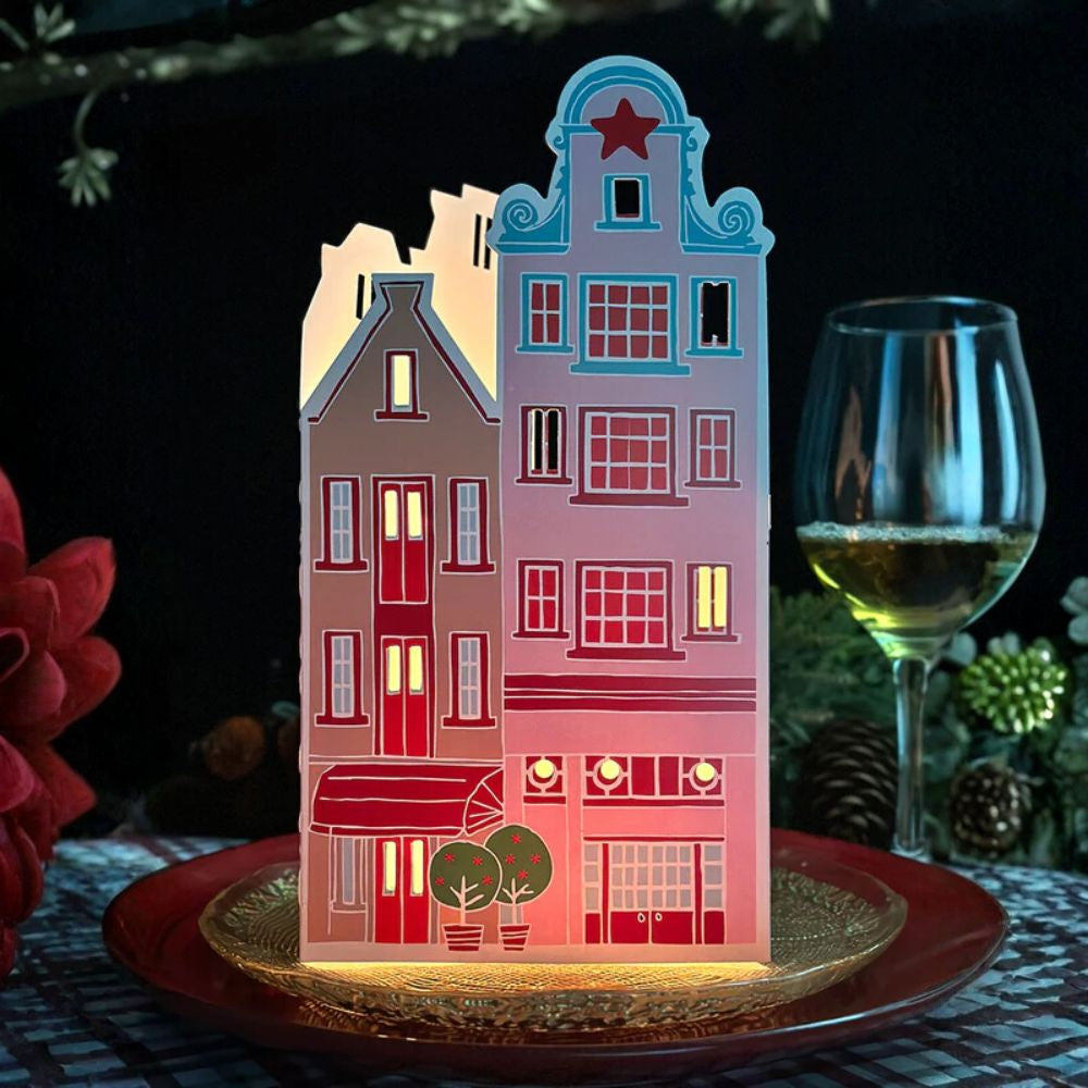 SET 3 CASAS NAVIDAD DE PAPEL 25X13X13 CM INDIGO DE PAPEL
