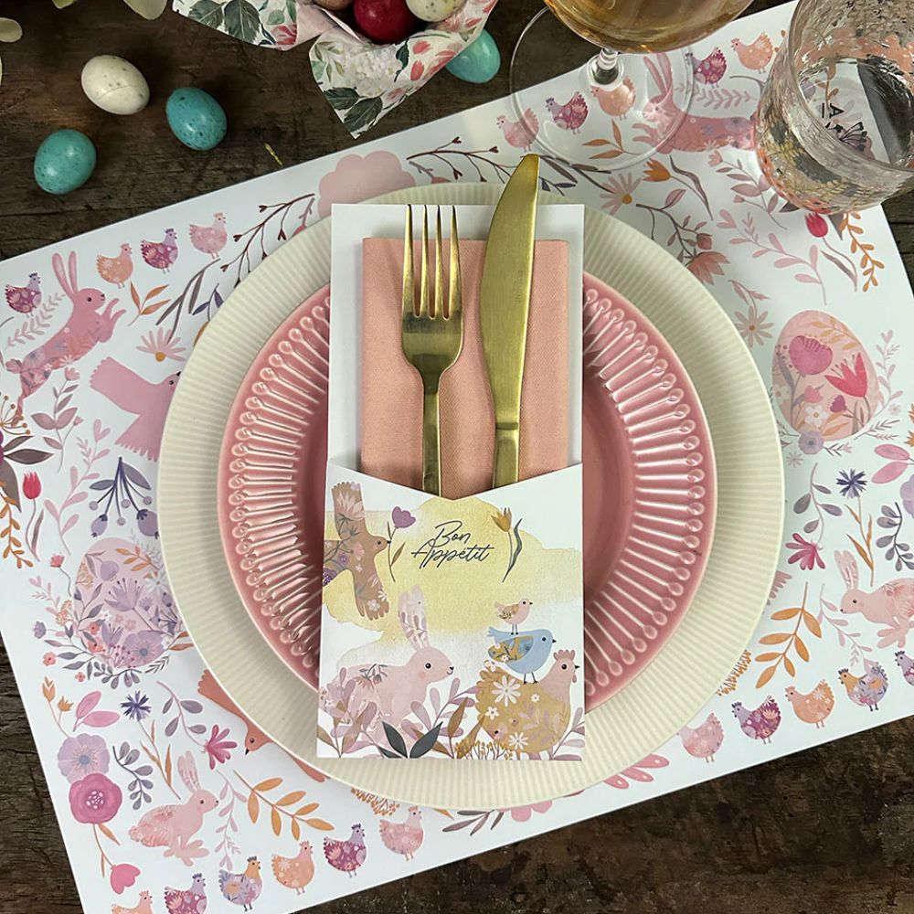 PACK MESA 6 PERSONAS PASCUA SILVESTRE INDIGO DE PAPEL