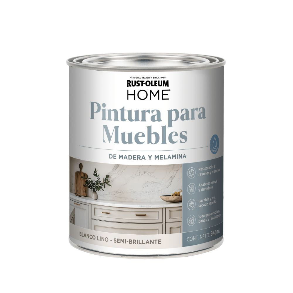 PINTURA PARA MUEBLES CABINET BLANCO LINO SEMI BRILLO 946 ML RO