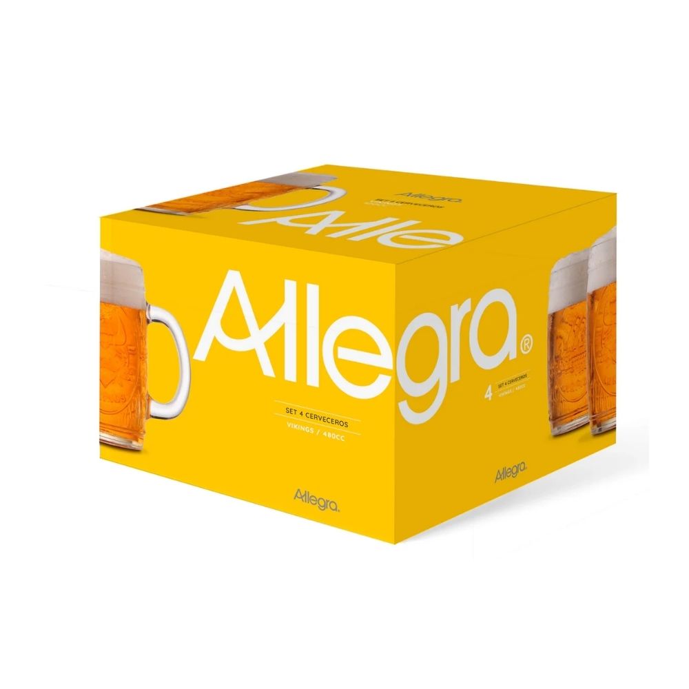 JUEGO 4 VASOS CERVECEROS 480 CC VIKINGS ALLEGRA
