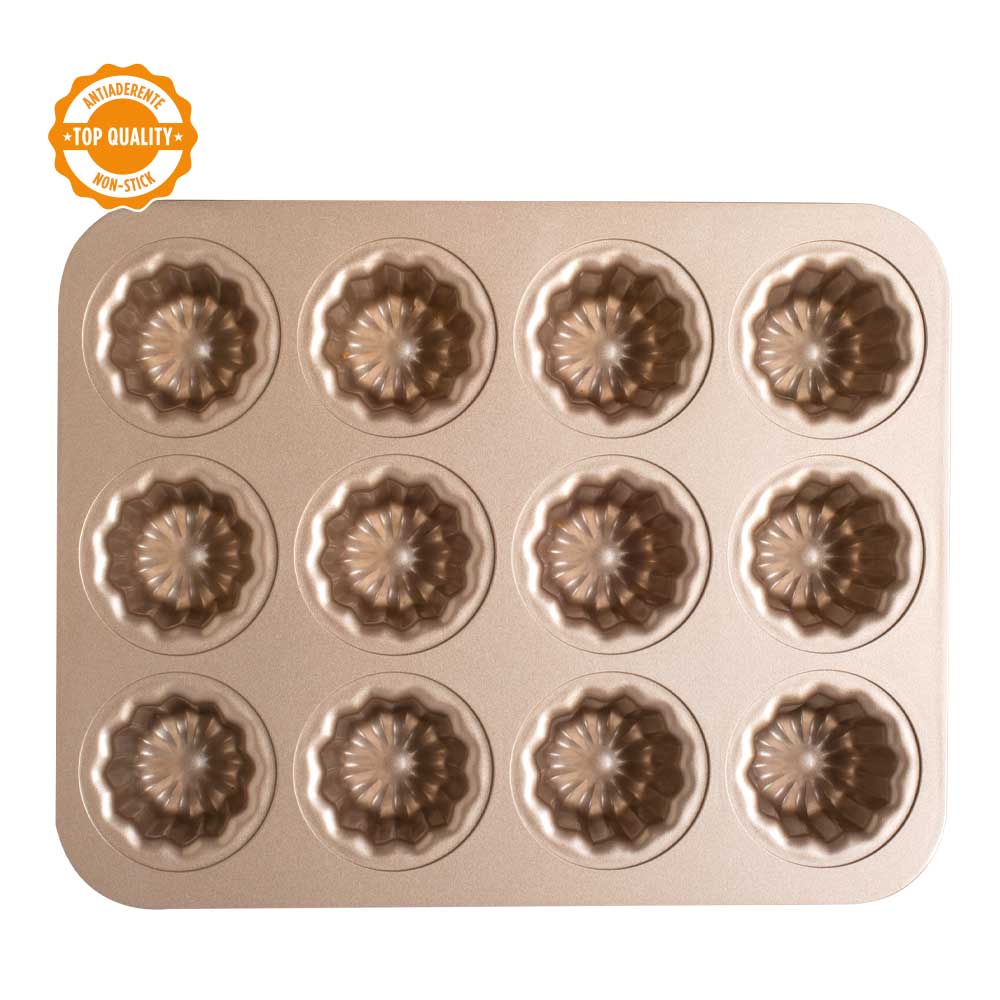 MOLDE CANNELE 12 CAV ROSE GOLD 32,5X25,6 CM DECORA